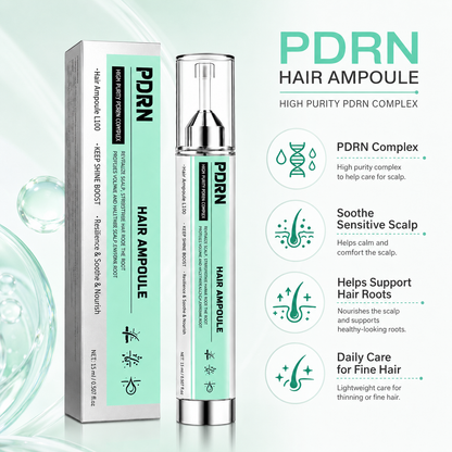 PDRN Hair Ampoule L100 – Lightweight Scalp & Root Serum for Fuller-Looking, Healthier-Shine Hair, Precision Application, 15 mL / 0.507 fl oz