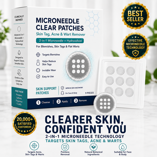 2-in-1 Microneedle &Hydrocolloid Patch |Removes Raised Moles,Acne, Flat Warts & SkinTags